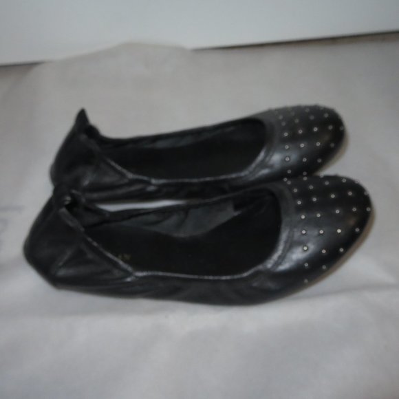 Cole Haan Studded Black Leather Ballerina Flats - Picture 2 of 11